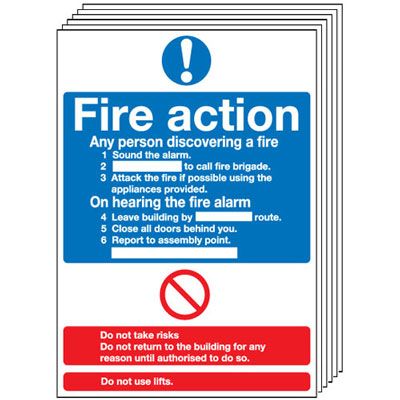 6-Pack Fire Action Signs (Standard)