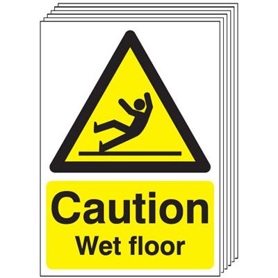 6-Pack Caution Wet Floor Signs