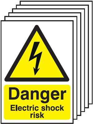 6-Pack Danger Electric Shock Risk Signs