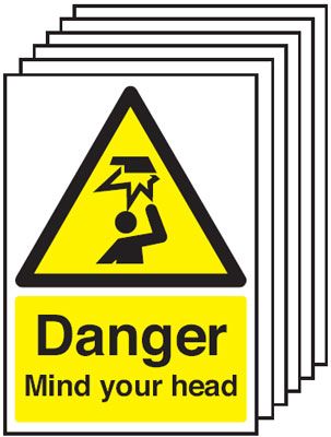 6-Pack Danger Mind Your Head Signs