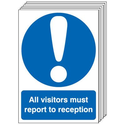 6-Pack All Visitors Must Report To Reception Signs