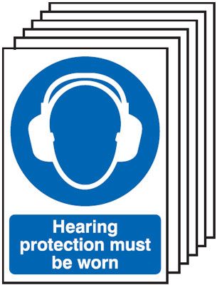 6-Pack Hearing Protection Must Be Worn Signs