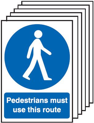 6-Pack Pedestrians Must Use This Route Signs