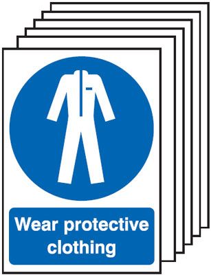 6-Pack Wear Protective Clothing Signs