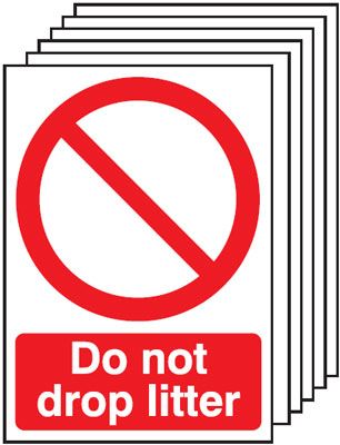 6-Pack Do Not Drop Litter Signs