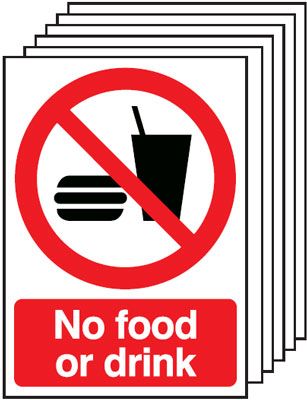 6-Pack No Food Or Drink Signs