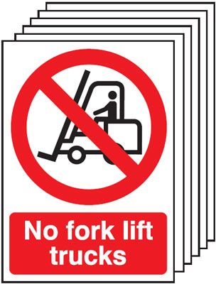 6-Pack No Fork Lift Trucks Signs