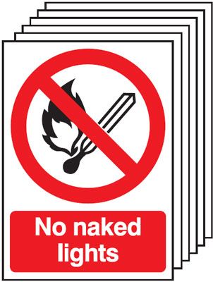6-Pack No Naked Lights Signs
