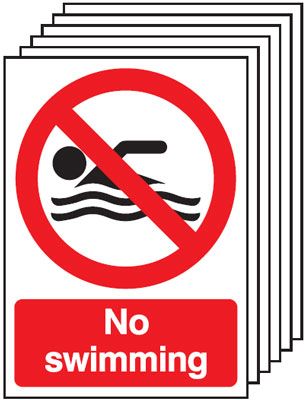 6-Pack No Swimming Signs