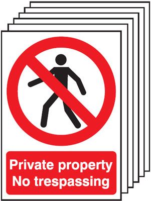 6-Pack Private Property No Trespassing Signs