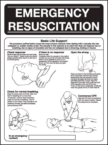 Emergency Resuscitation Portrait First Aid Wallchart