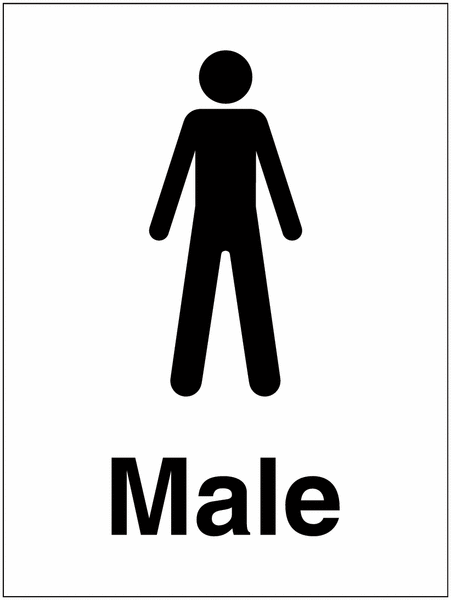 Male Washroom Portrait White/Black Signs 200 x 150 mm