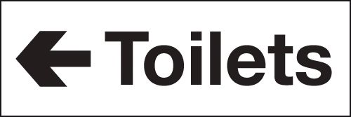 Toilets Left Arrow Washroom Signs 100 x 300 mm - Single