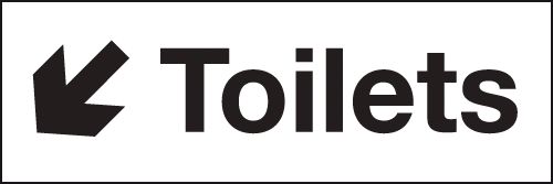 Toilets Down Left Arrow Washroom Single Signs 100x300 mm