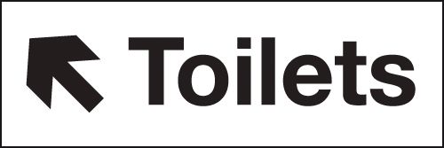 Toilets Up Left Arrow Washroom Single Signs 100 x 300 mm