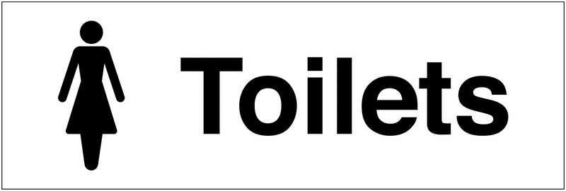 Female Toilets Washroom Landscape White/Black Sign