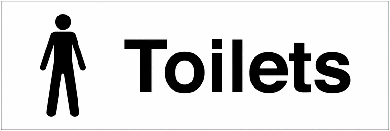 Male Toilets Washroom Landscape White/Black Single Sign