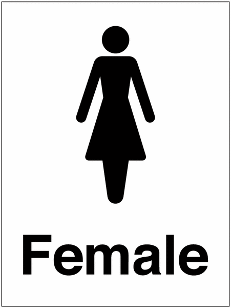 Female Toilets Washroom Portrait White/Black Single Sign