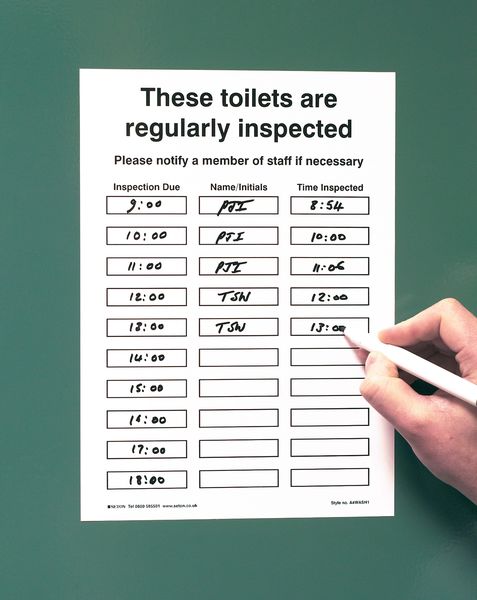 Wipe-To-Change Toilet Inspection Signs
