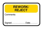 Rework/Reject/Comments/Signed/Date QA Labels