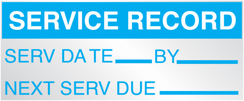 Service Record/Serv Date/By/Next Serv Due Foil Labels
