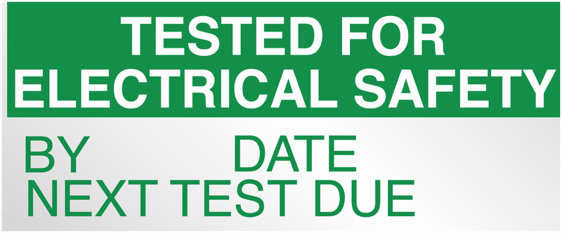 Tested For Electrical Safety By/Next Test Due Foil Labels