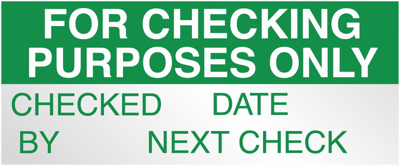 For Checking Purposes Only/Checked/Date/By Foil Labels