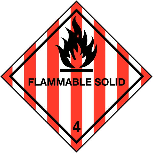 Flammable Solid & 4 Hazard Warning Diamond