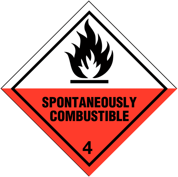 Spontaneously Combustible & 4 - Hazard Warning Diamonds
