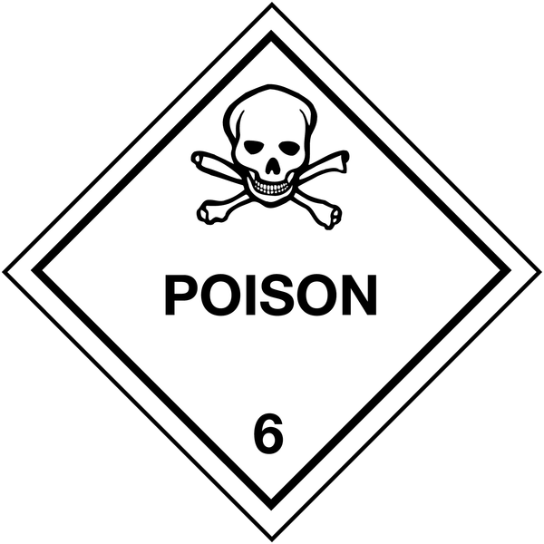 Poison and 6 Hazard Warning Symbol Diamond Vinyl Placard
