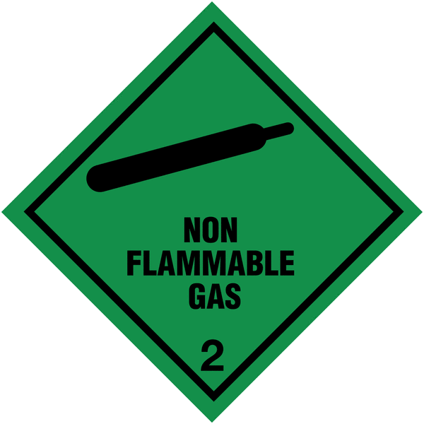 Non-Flammable Gas 2 Text/Symbol Hazard Diamond Placards
