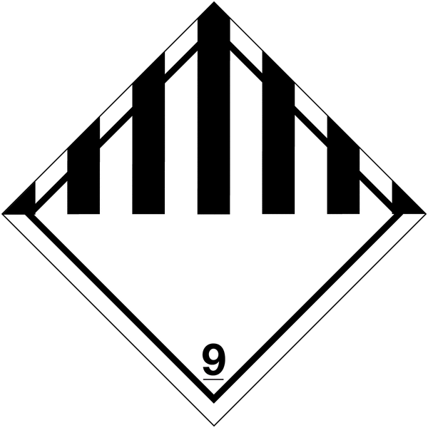 Black/White Stripes 9 Symbol Only Hazard Diamond Placard