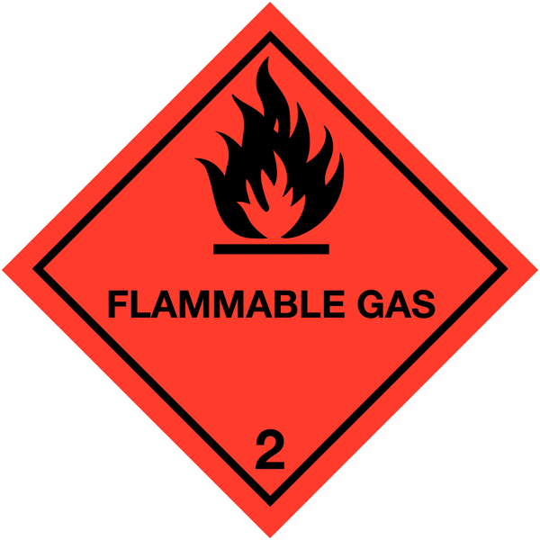 Flammable Gas & 2 - Easy Peel Hazard Warning Diamonds