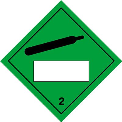 Compressed Gas/2 Hazard Warning Symbol Diamond Placard