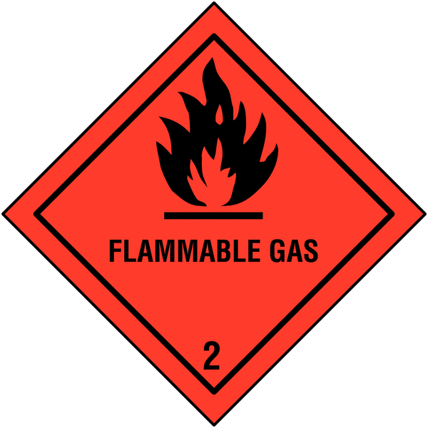 Flammable Gas & 2 - Hazard Warning Diamonds