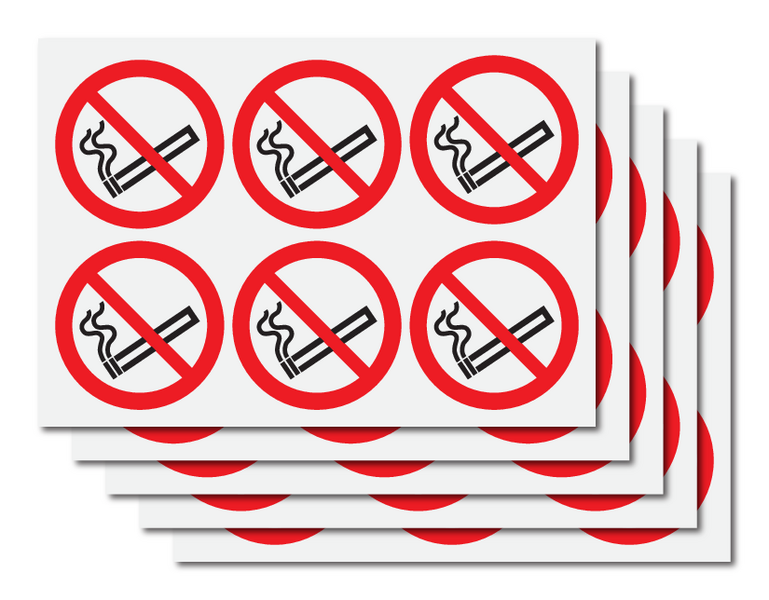 No Smoking Symbol - Vinyl Safety Labels On-a-Sheet