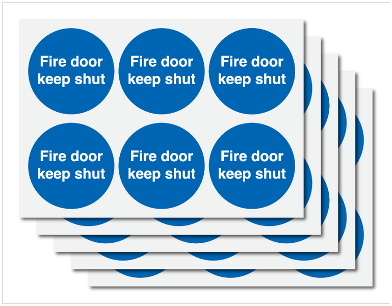Fire Door Keep Shut - Vinyl Safety Labels On-a-Sheet