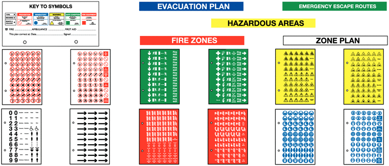 12-Pack Emergency Escape Route Plan Kit Photolum Symbols