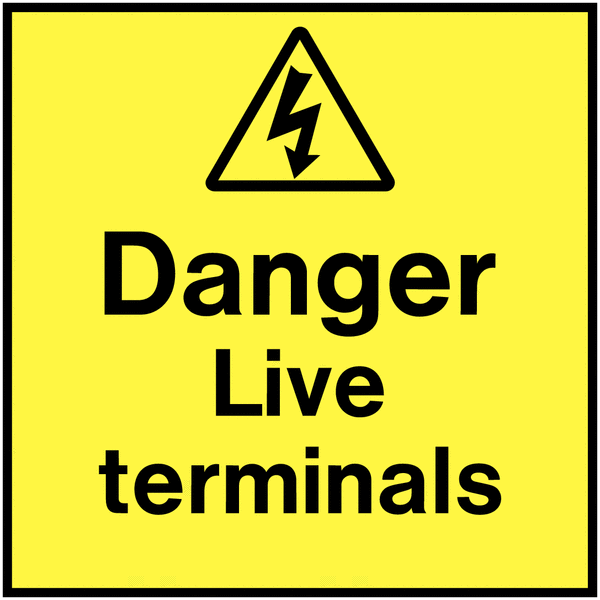 Danger Live Terminals On-The-Spot Labels