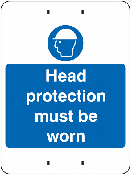 Head Protection Must Be Worn Temp Post-mounted Sign