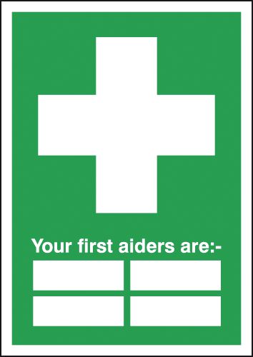 Your First Aiders Are " " Signs