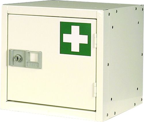 White Medical Cube Lockers Single Lock and Key Mechanism