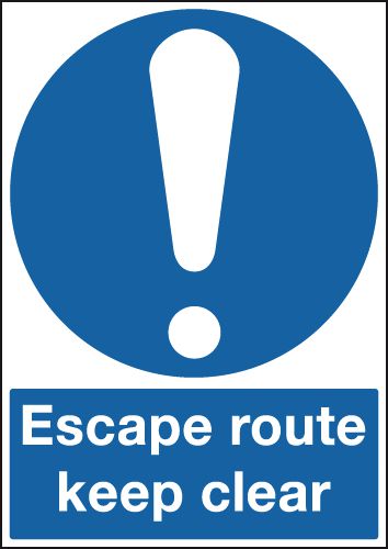 Escape Route Keep Clear & Symbol Signs