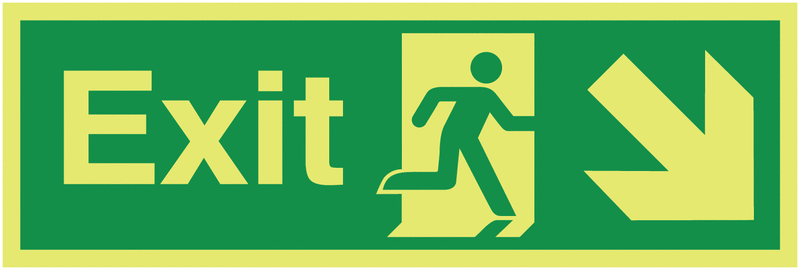 Nite-Glo Exit Man Right/Diagonal Arrow Down Signs