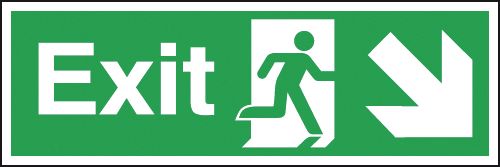 Exit Running Man Right Diagonal Arrow Down Signs