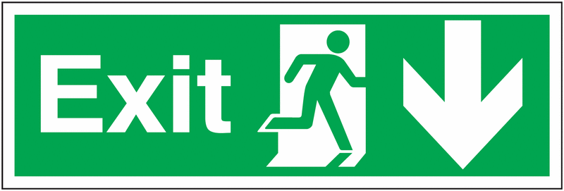 Exit (Running Man & Arrow Down) Signs