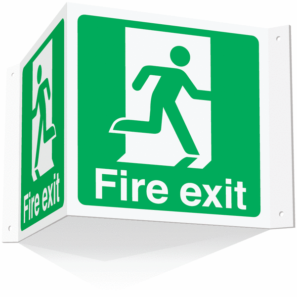 Fire Exit Projecting '3D' Sign