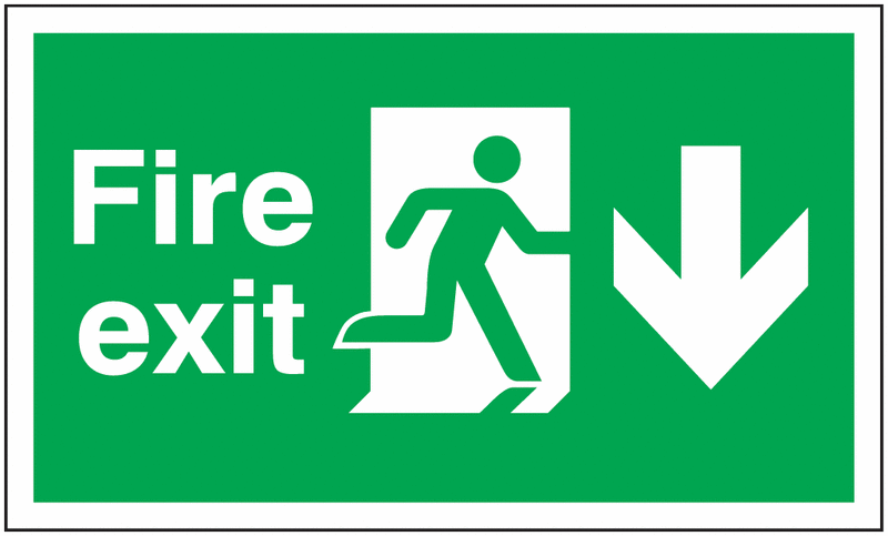 Fire Exit Running Man/Arrow Down Anti-Slip Floor Signs