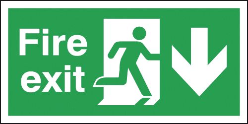Fire Exit Running Man & Arrow Down Sign