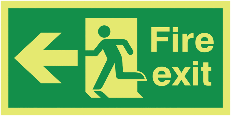 Xtra-Glo Fire Exit Running Man & Arrow Left Signs